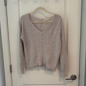 Light Beige V-Neck Sweater